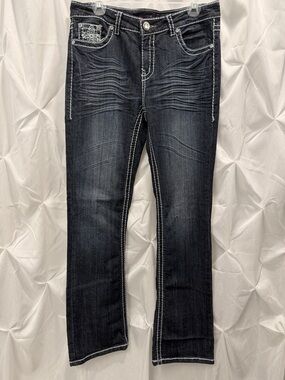 Candy Couture Black Distressed Straight Leg Women's Jeans